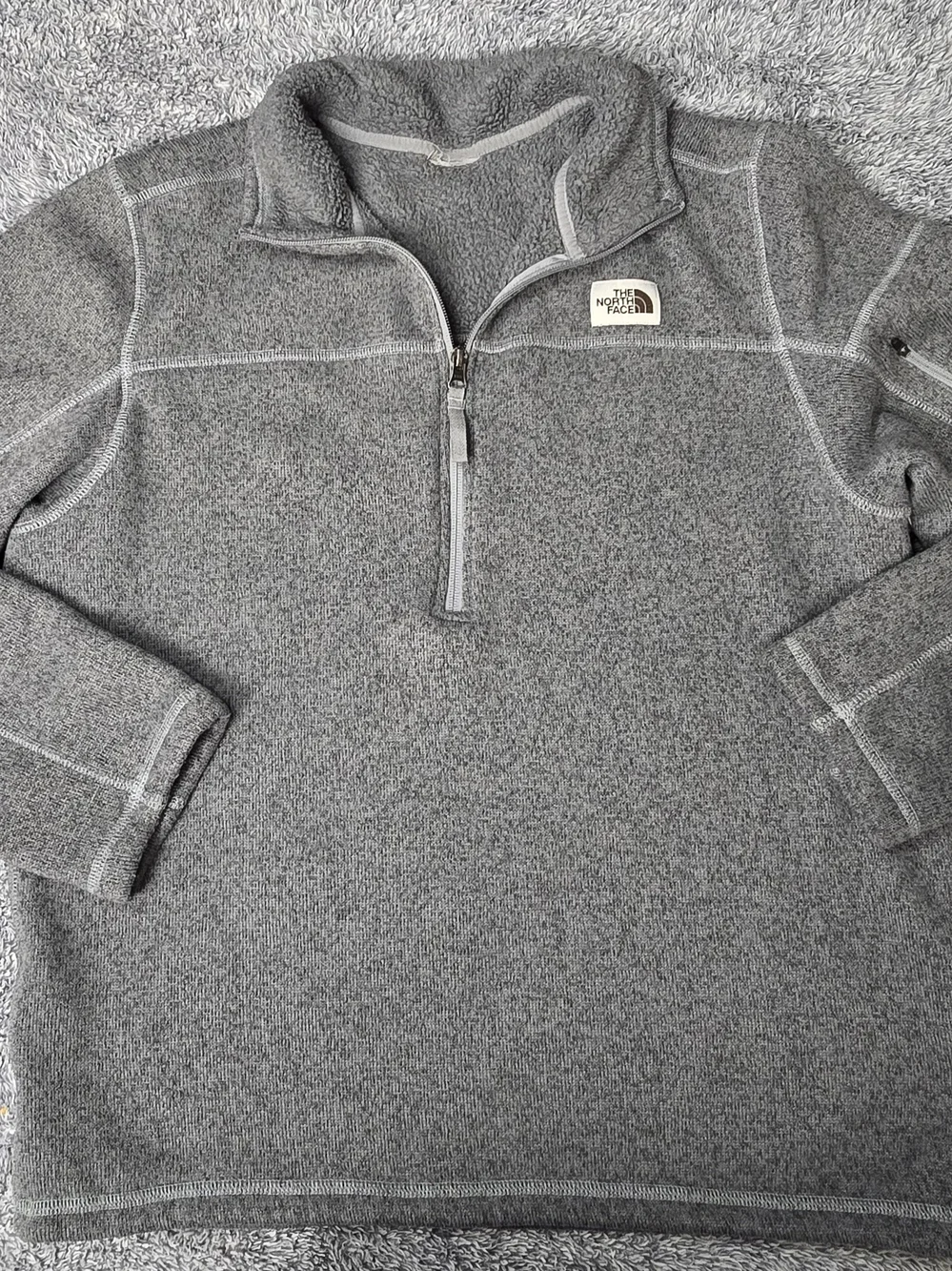 The North Face Men’s Gray Quarter‑Zip Fleece Pullover M Outdoor Hiking Layer